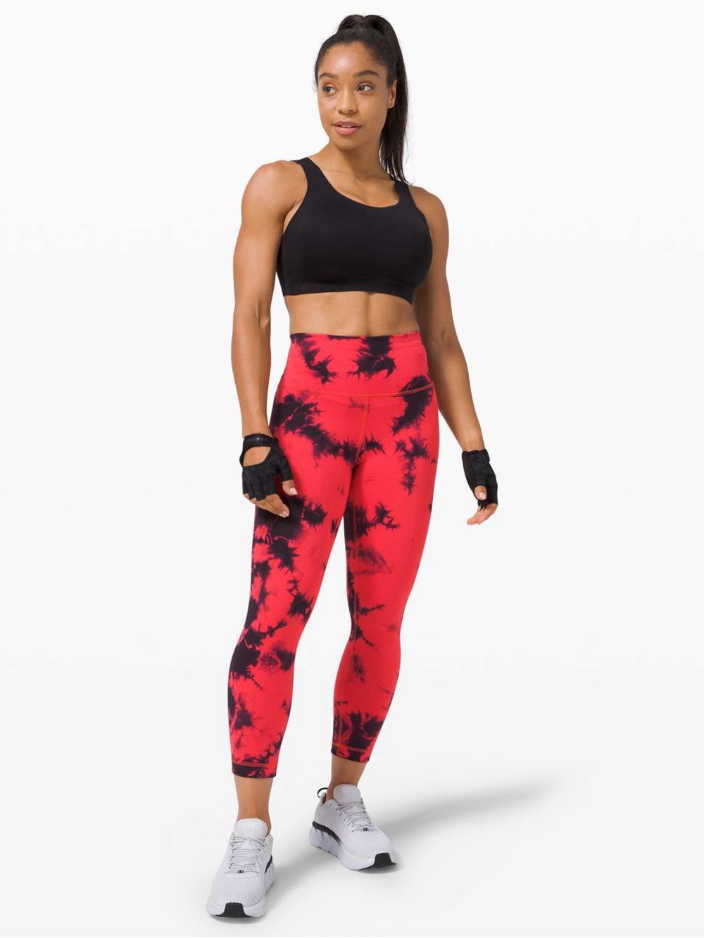 Lululemon Wunder Train Red & Black Tie-Dye Leggings (25”)